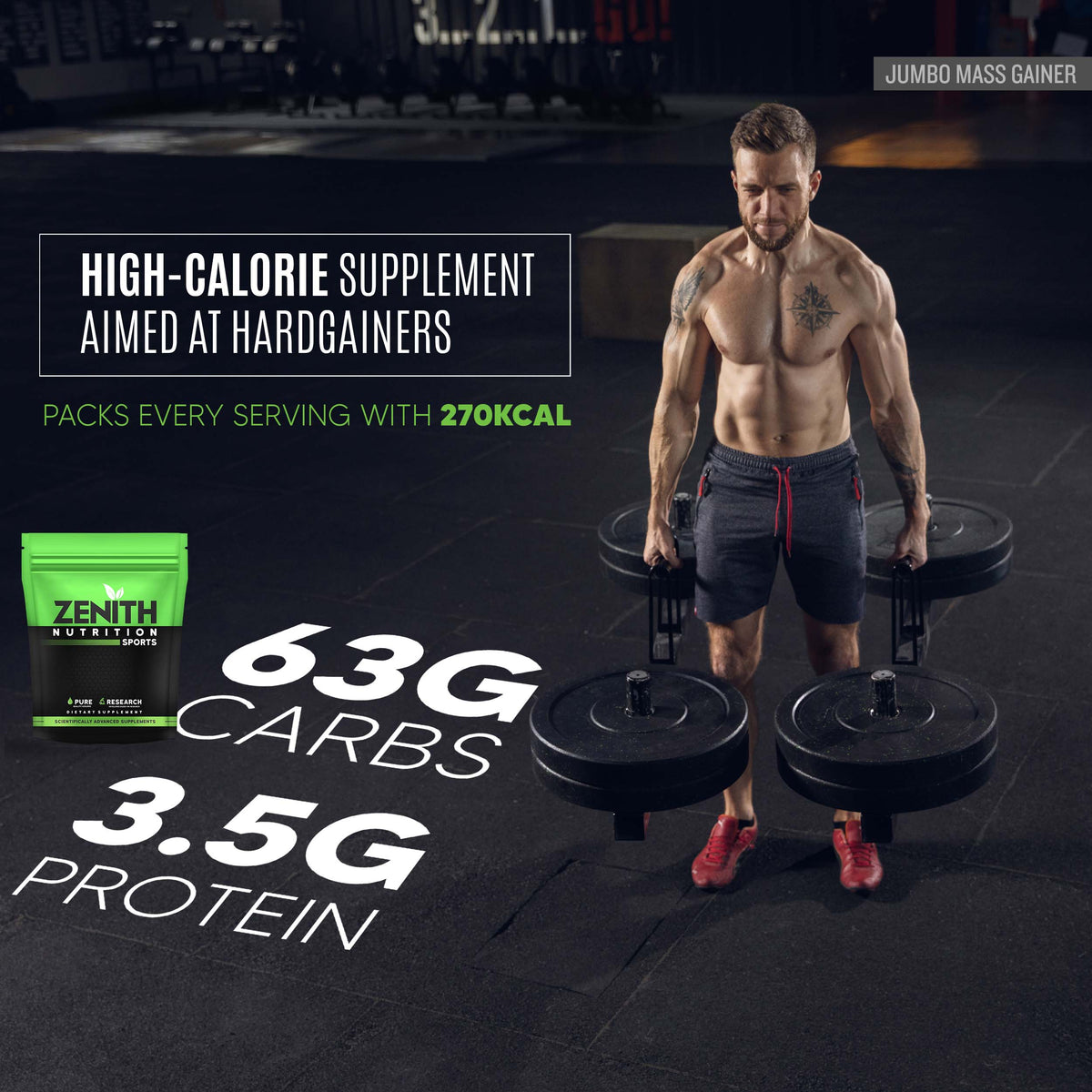 Jumbo Mass Gainer 1.5kg — 1,250 Calories &amp; 50g Protein per Serving (FSSAI Lab-Tested India)