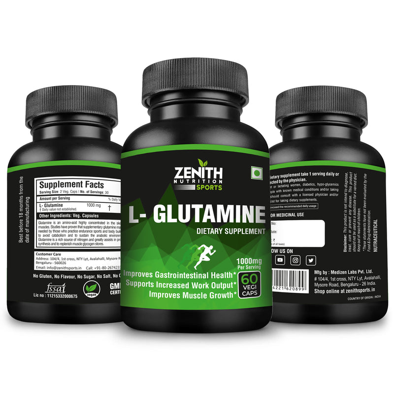 Spawn Fitness L-Glutamine Capsules Amino Acids Workout Supplement Musc