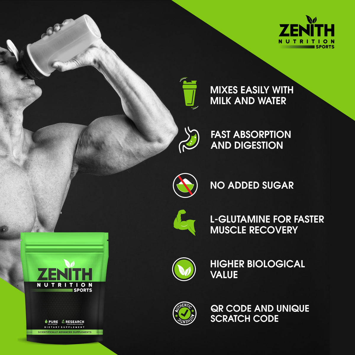 Zenith Sports Whey Protein Kesar Kulfi 1kg — 26g Protein, Saffron-Cardamom, FSSAI Lab-Tested